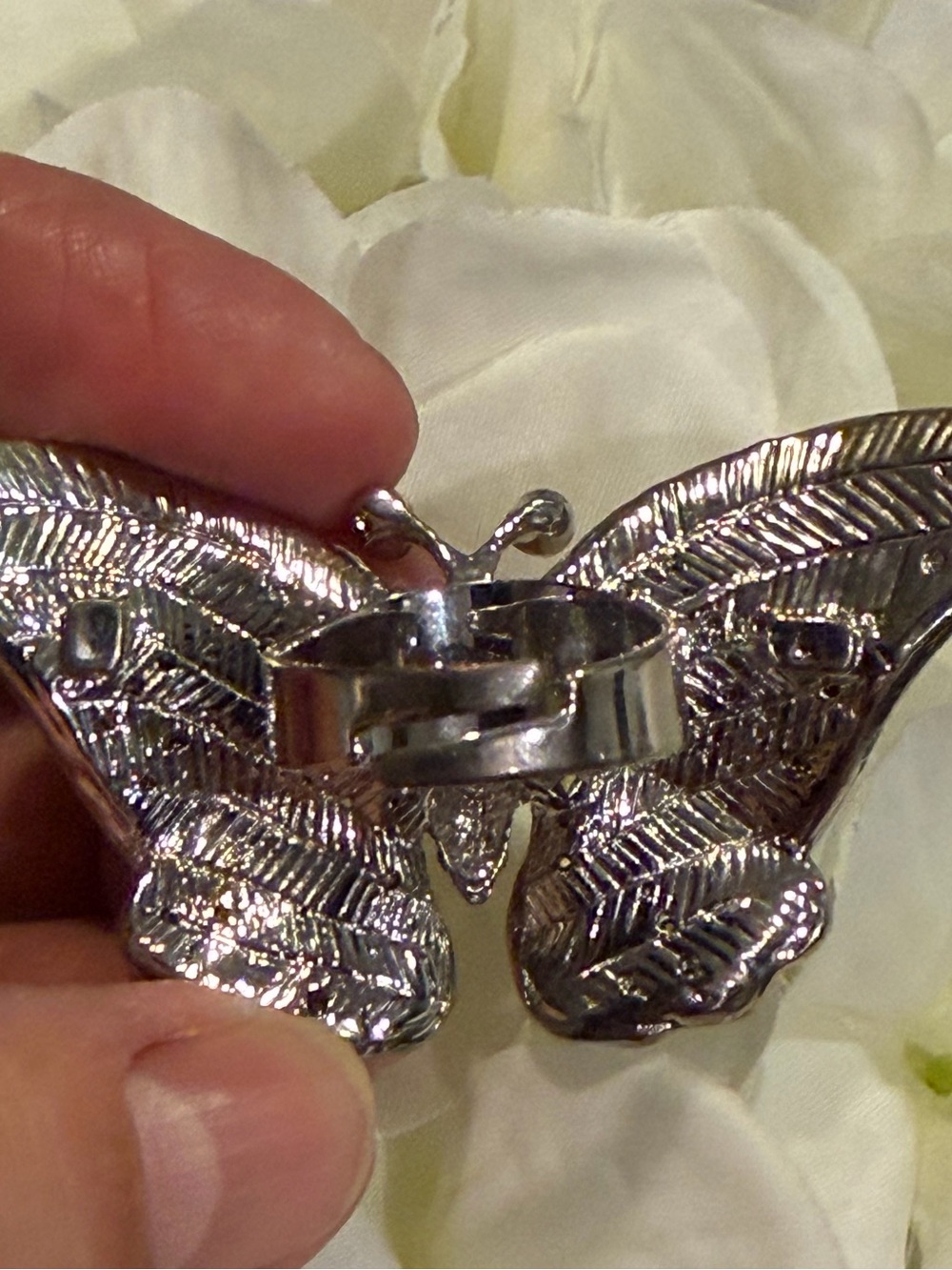 Oversized Rhinestone Butterfly Statement Cocktail Ring - Adjustable - Picture 8 of 16